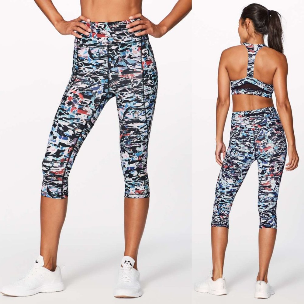 Lululemon Culture Clash Print Nulux High Rise Break Free Crop